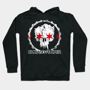 Chicago Proper Distressed Circle Skull Hoodie